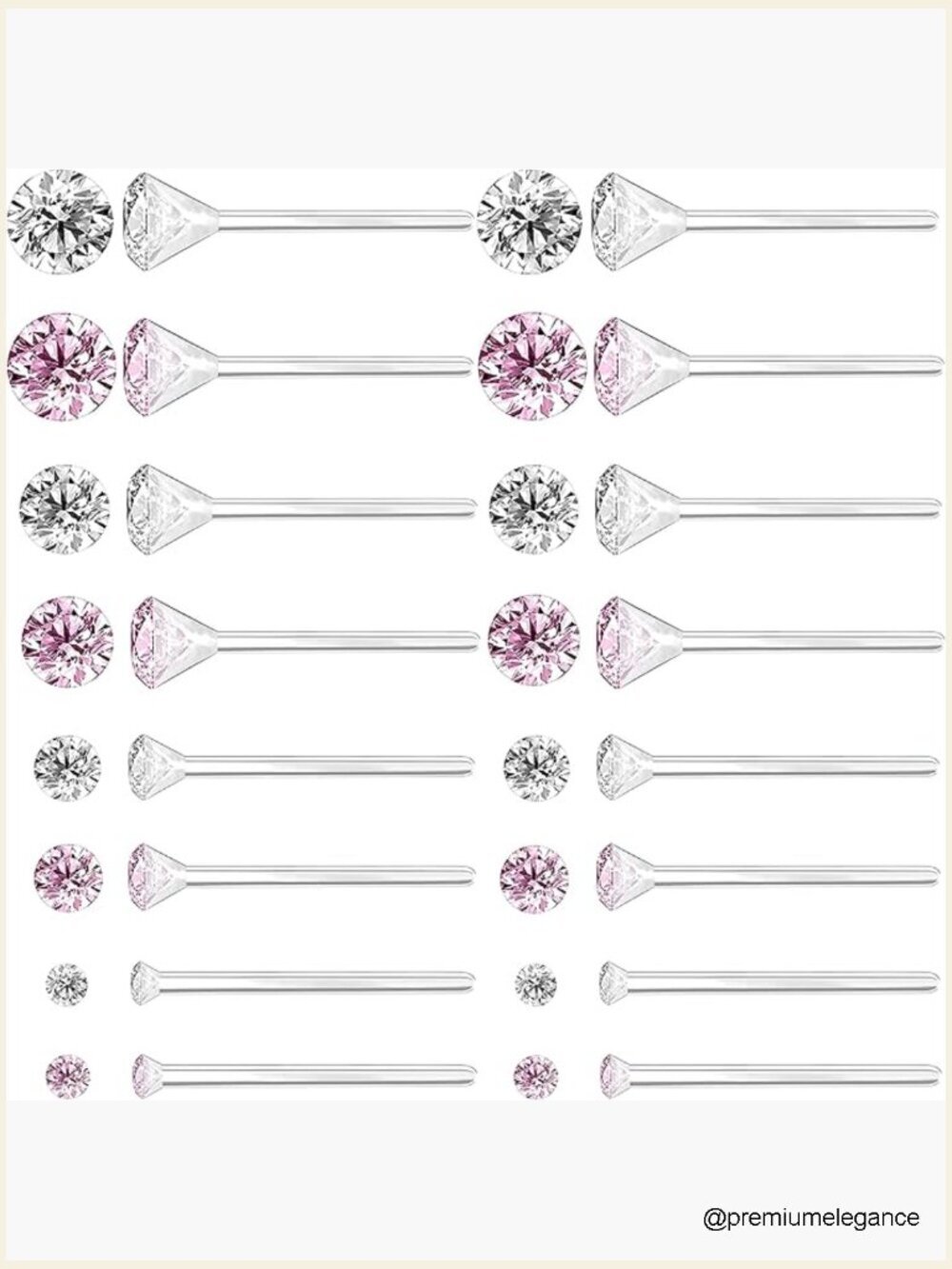 8 Pair Hypoallergenic Stud Earrings Set for Sensitive Ears Cubic Zirconia